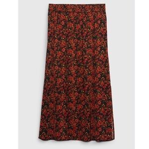 GAP Floral Print Silky Midi Skirt